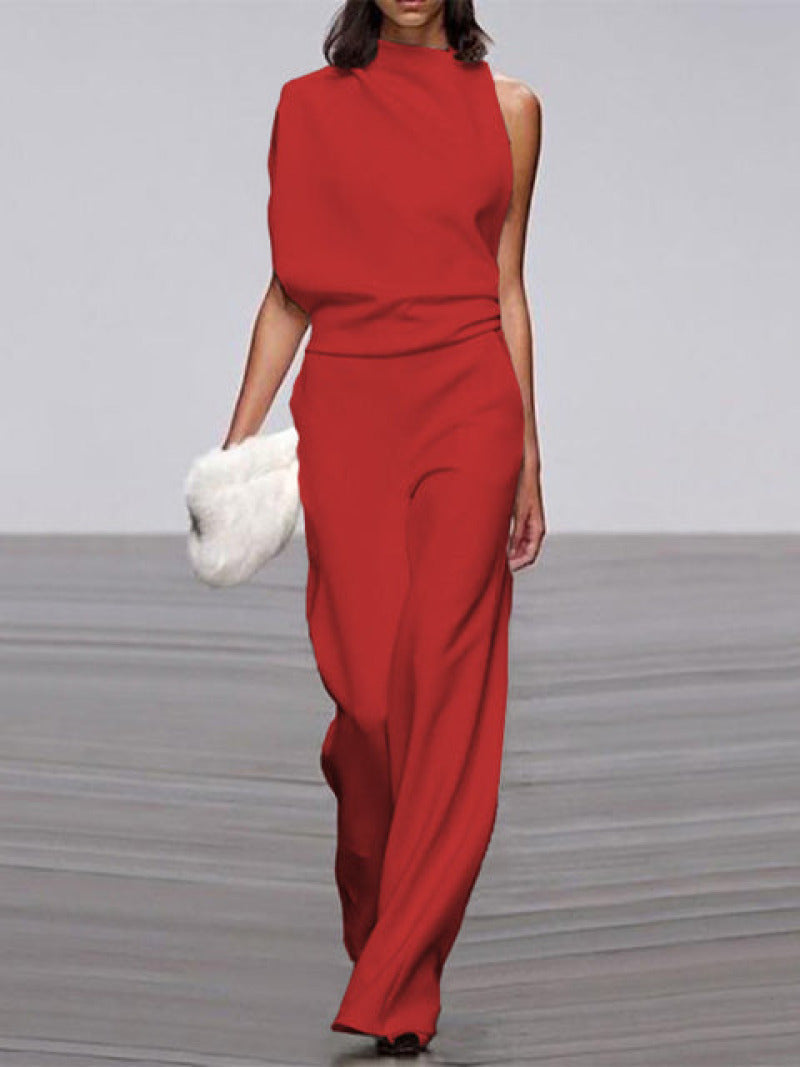 Combinaison élégante rouge foncé à silhouette flatteuse - Haute qualité et tenue de soirée
