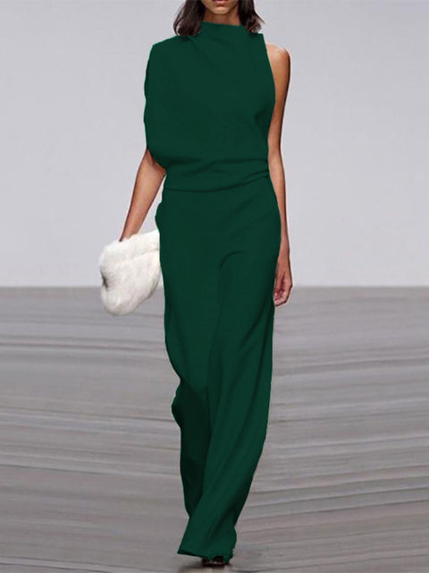 Combinaison élégante vert foncé à silhouette flatteuse - Tenue de soirée et look chic