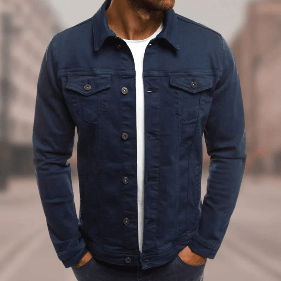 Veste en denim classique pour hommes Jacob en bleu foncé, vêtement essentiel pour le style urbain