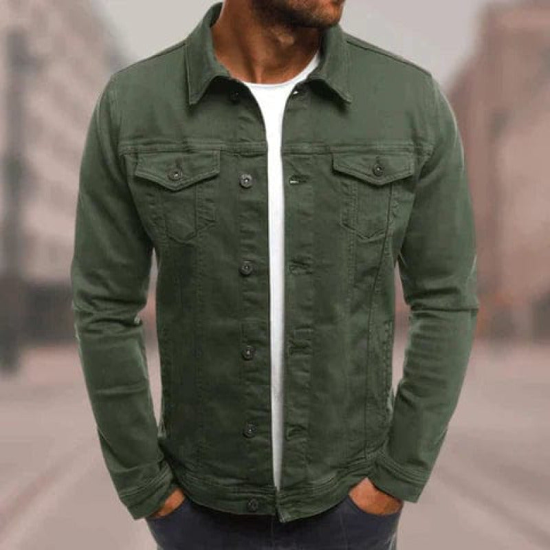 Veste en denim classique pour hommes Jacob en vert militaire, style urbain tendance streetwear