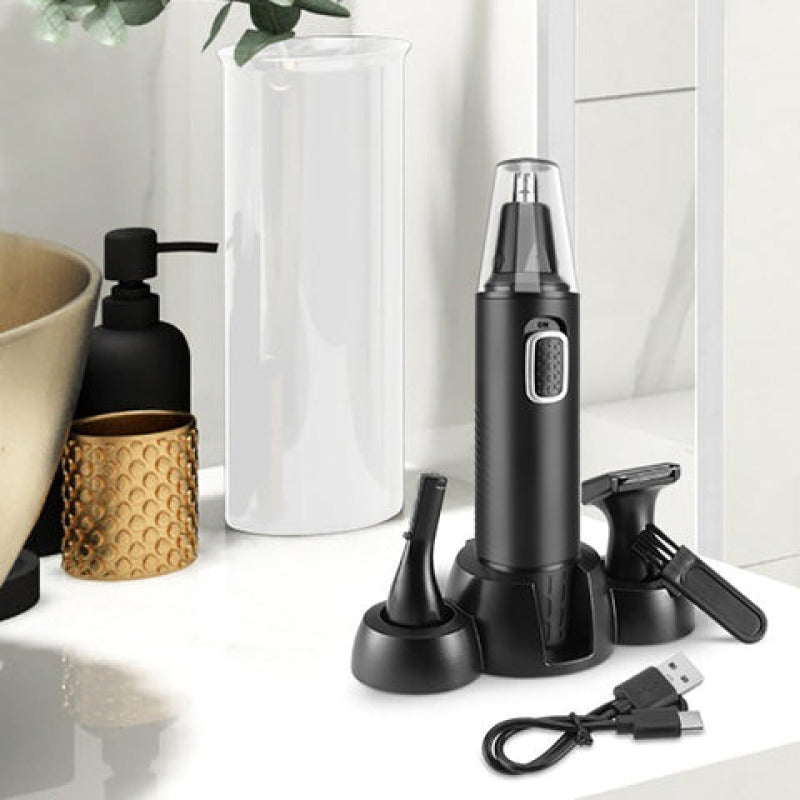 Tondeuse nez de qualité 3-en-1 rechargeable, avec têtes interchangeables et design confort pour un soin précis.