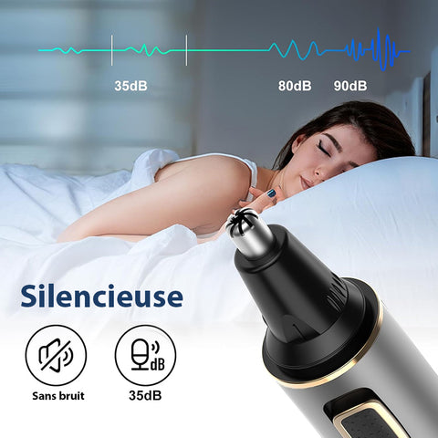 Tondeuse nez de qualité 3-en-1 rechargeable, design compact, têtes interchangeables, pour un soin précis et confortable.