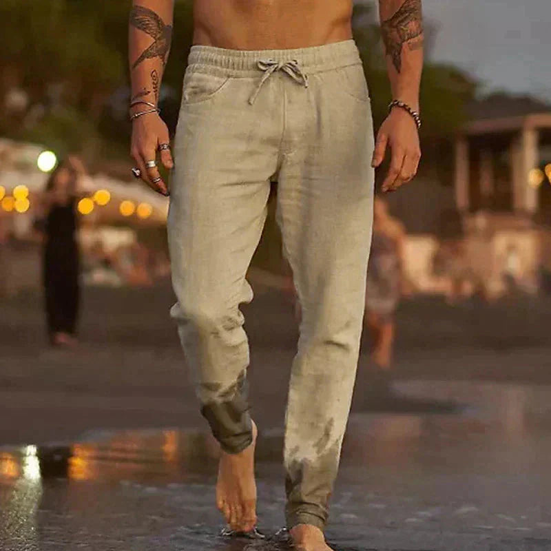 Pantalon Décontracté en Coton et Lin en Beige pour Homme | Style Sophistiqué et Confort Quotidien