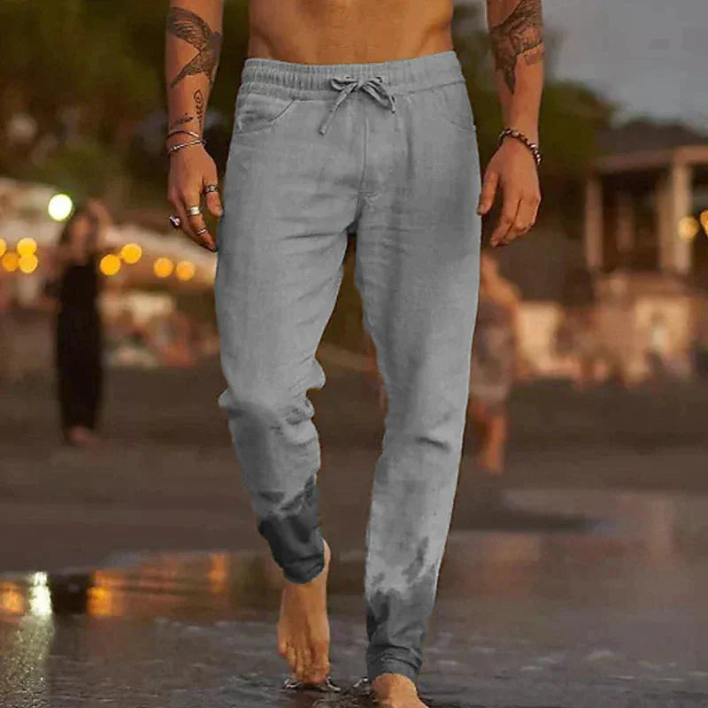 Pantalon Décontracté en Coton et Lin en Beige pour Homme | Style Sophistiqué et Confort Quotidien