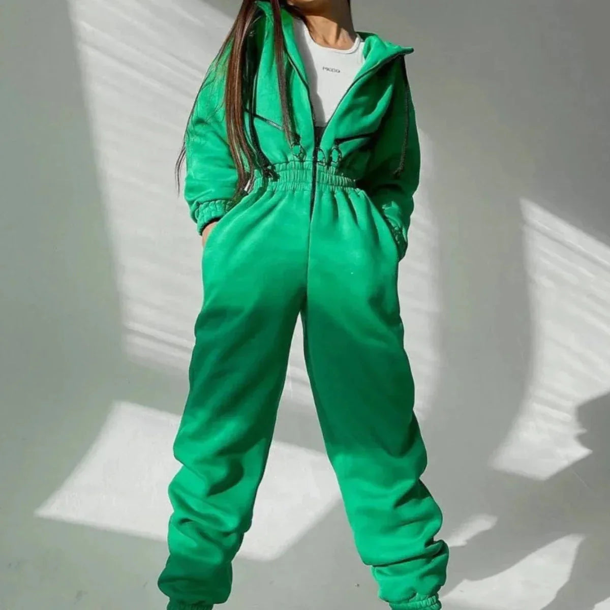 Jumper femme Kylia en Vert lièvre - Polaire douce et style urbain audacieux t