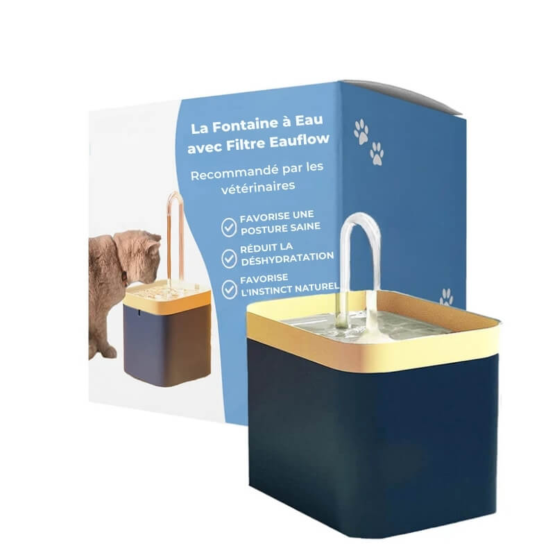 Fontaine à Eau pour Chat avec Filtre Eauflow - Bleu marine, Alimentation Saine pour Chats