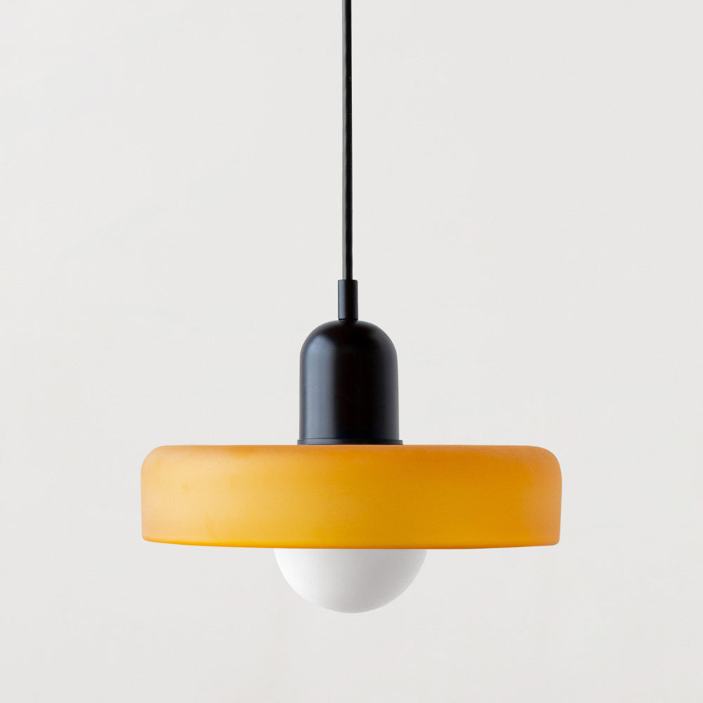 Suspension Bauhaus en Verre Coloré Orange Givré - Éclairage Contemporain trav