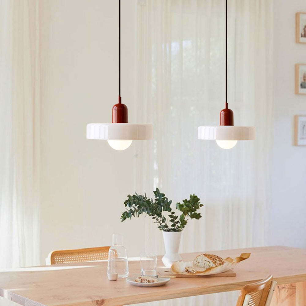 Suspension Bauhaus en Verre Coloré Blanc - Lustre Moderne et Élégant travel b