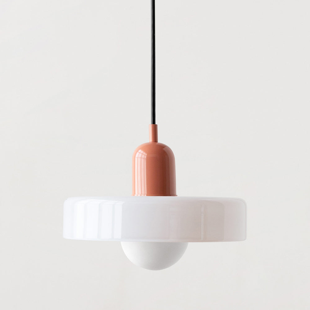 Suspension Bauhaus en Verre Coloré Blanc - Lustre Moderne et Élégant travel b