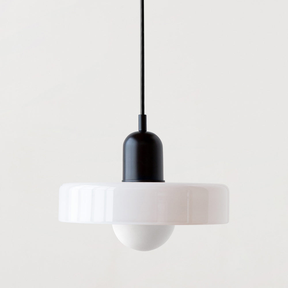Suspension Bauhaus en Verre Coloré Blanc - Lustre Moderne et Élégant travel b