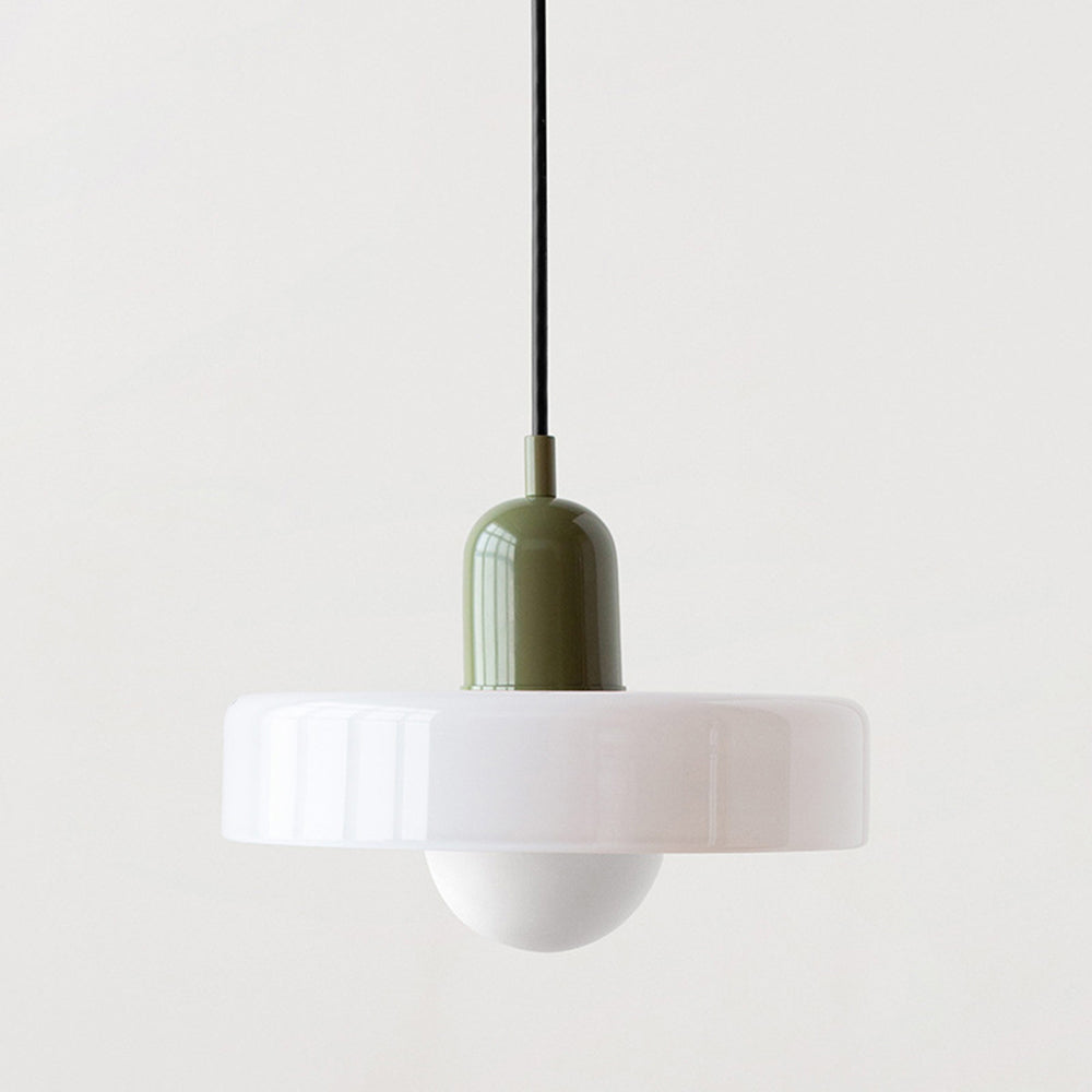Suspension Bauhaus en Verre Coloré Blanc - Lustre Moderne et Élégant travel b
