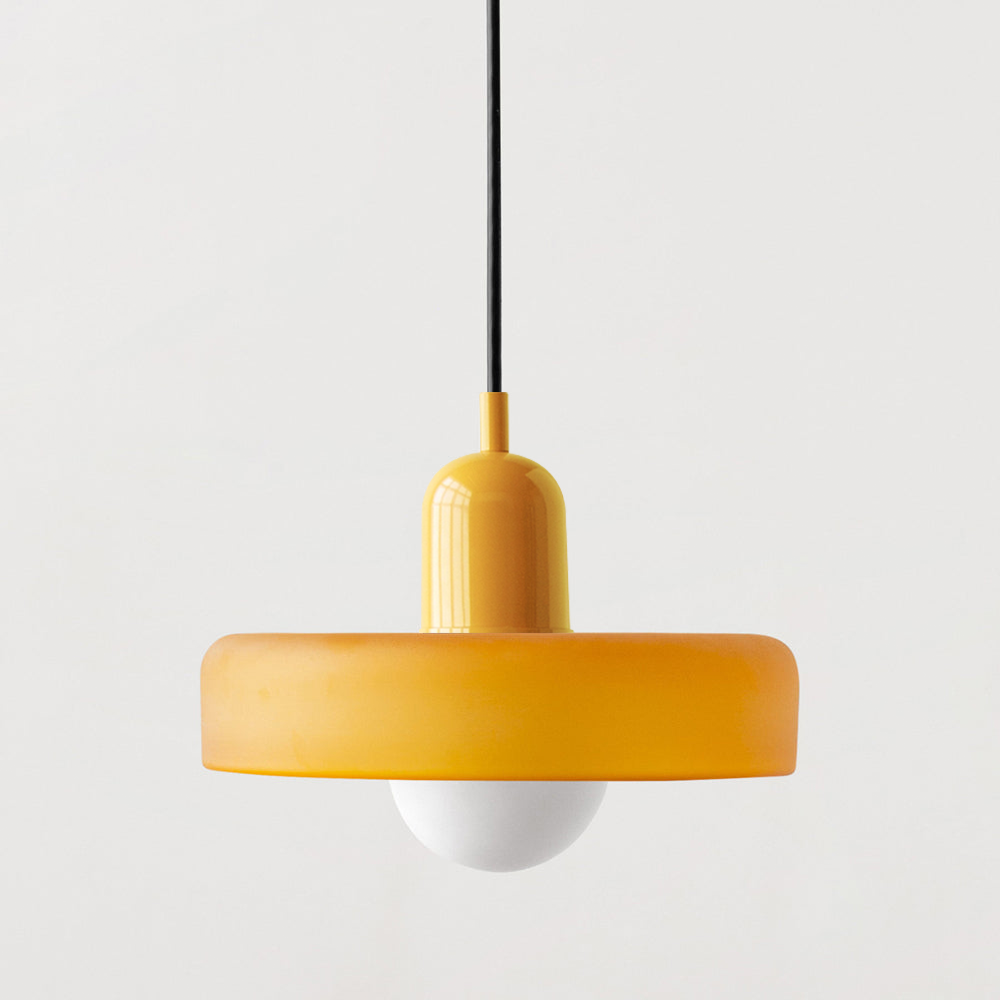 Suspension Bauhaus en Verre Coloré Orange Givré - Éclairage Contemporain trav