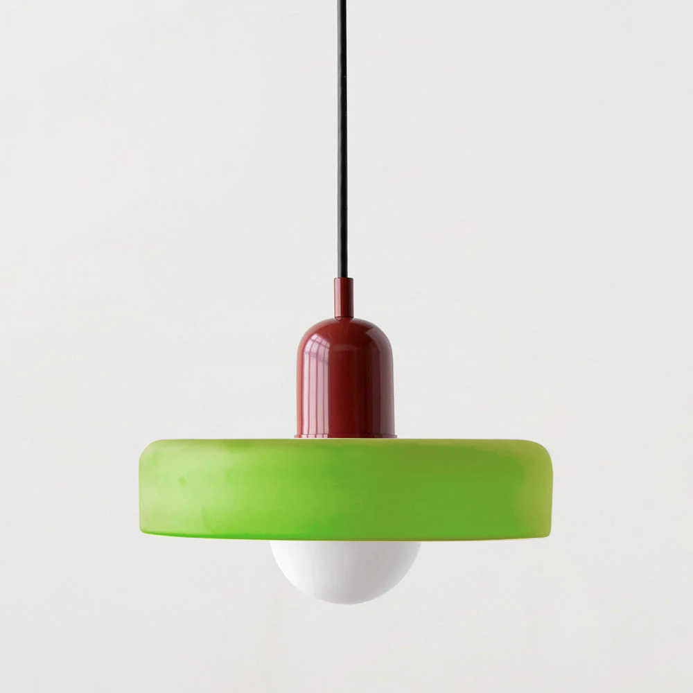 Suspension Bauhaus en Verre Coloré Vert Givré - Éclairage Artistique et Coloré do