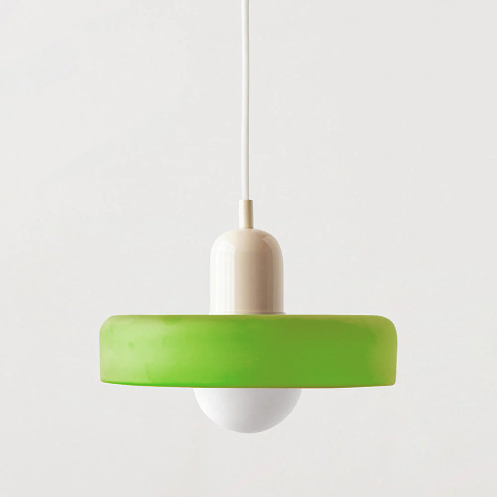 Suspension Bauhaus en Verre Coloré Vert Givré - Éclairage Artistique et Coloré do