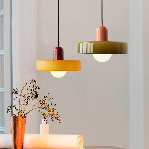Suspension Bauhaus en Verre Coloré Vert - Luminaire Design Moderne travel bot