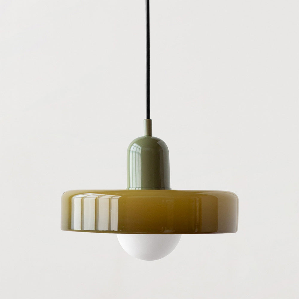 Suspension Bauhaus en Verre Coloré Vert - Luminaire Design Moderne travel bot