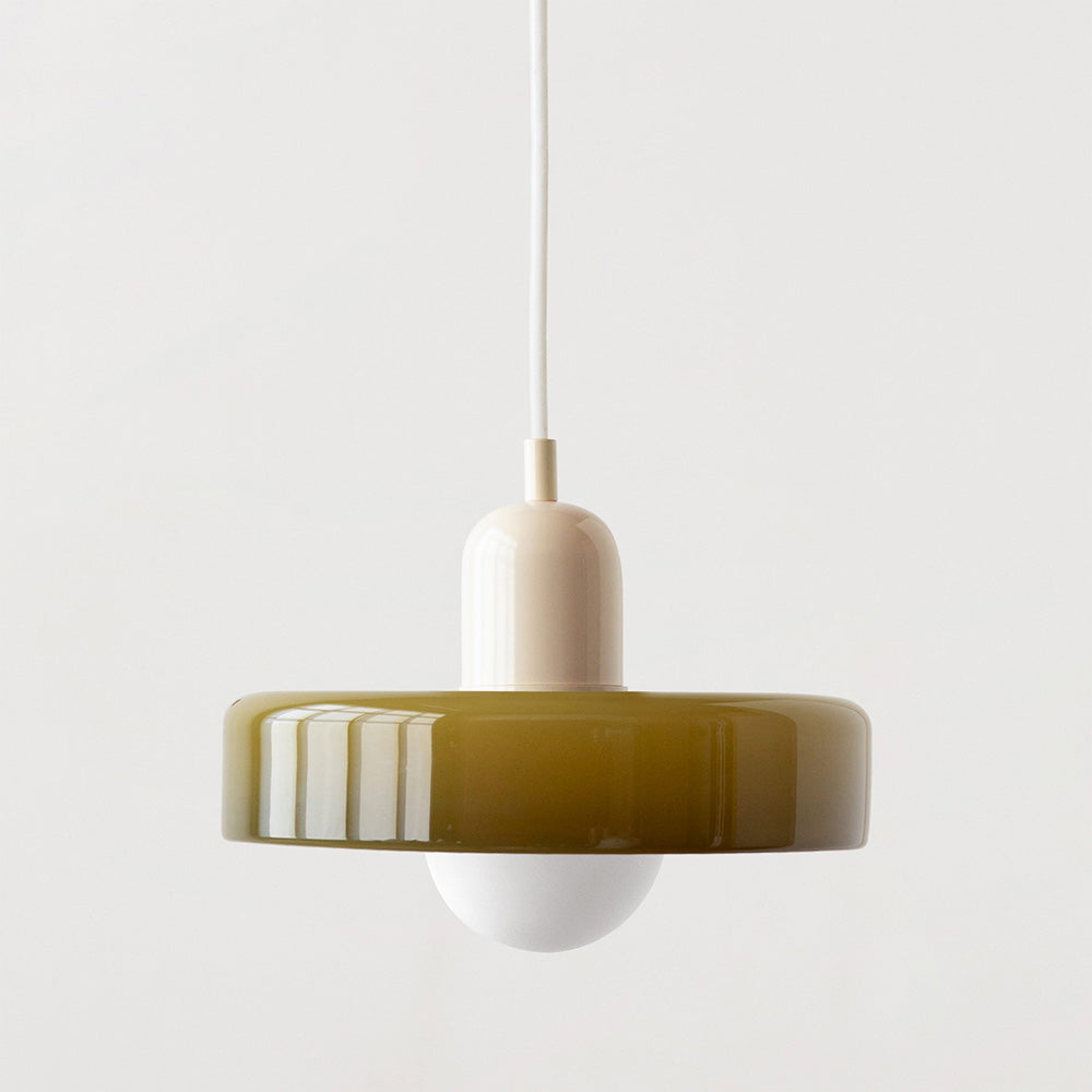 Suspension Bauhaus en Verre Coloré Vert - Luminaire Design Moderne travel bot