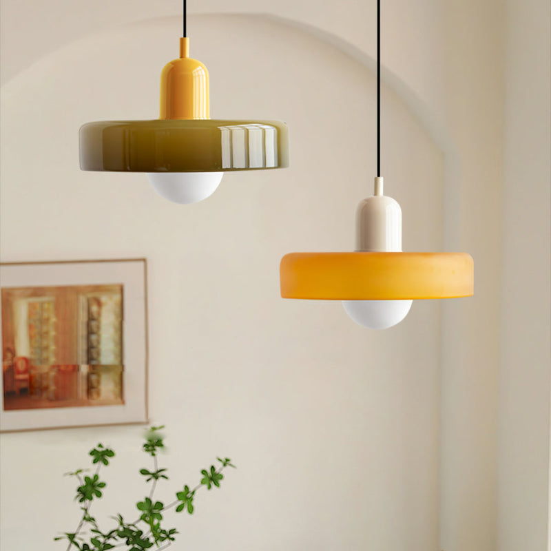 Suspension Bauhaus en Verre Coloré Vert - Luminaire Design Moderne travel bot