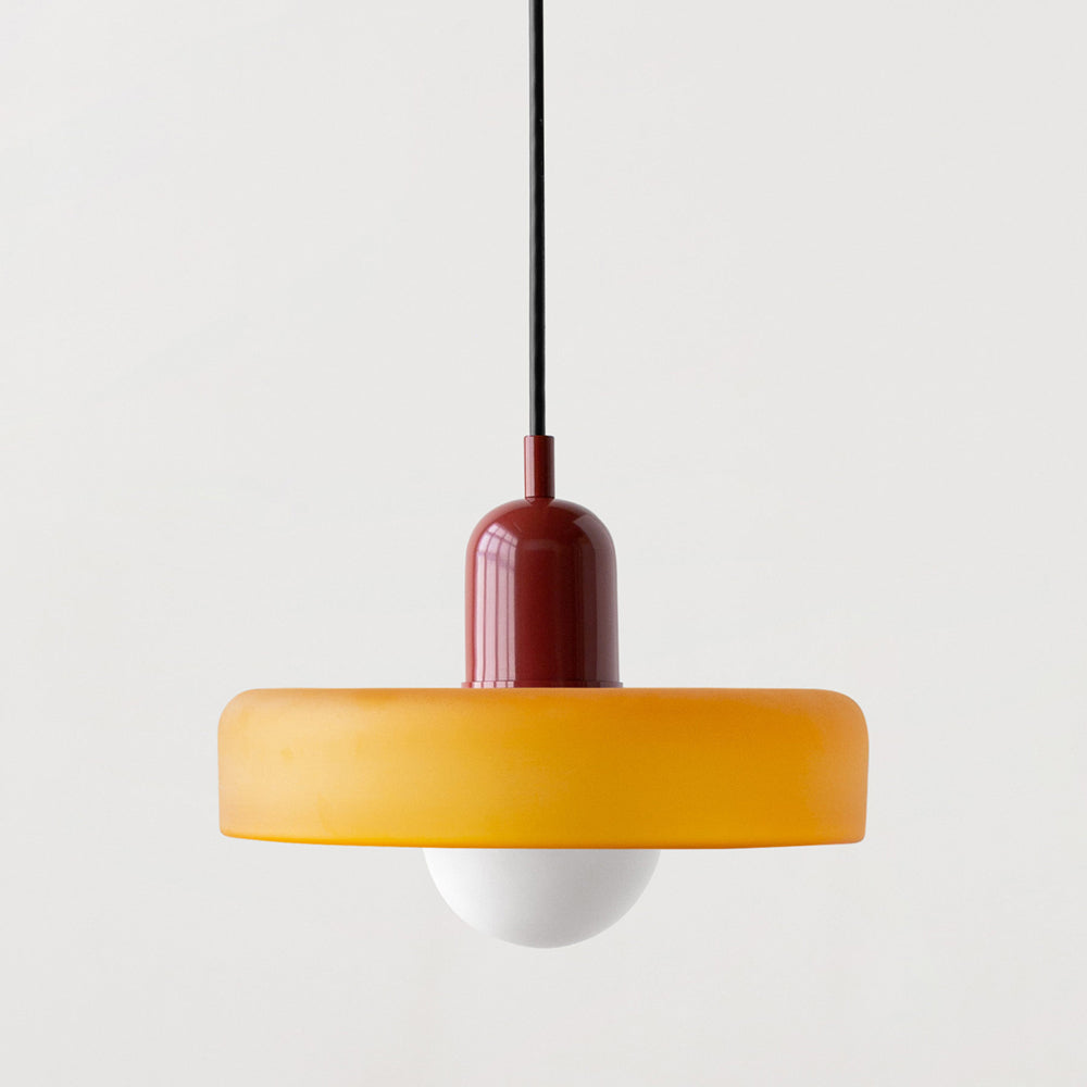 Suspension Bauhaus en Verre Coloré Orange Givré - Éclairage Contemporain trav