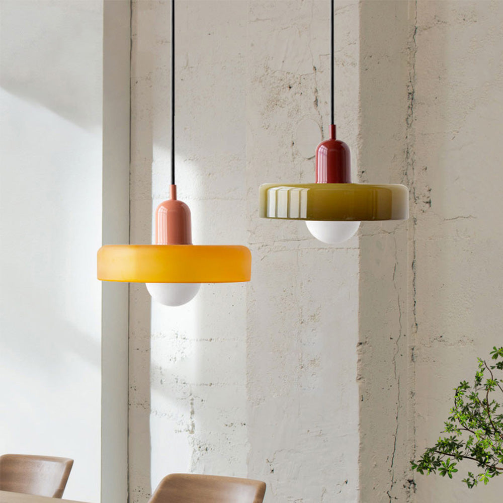 Suspension Bauhaus en Verre Coloré Vert - Luminaire Design Moderne travel bot