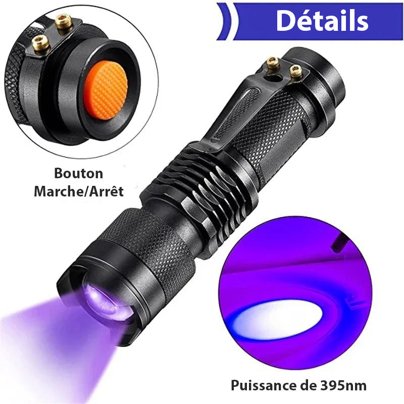 Lampe de Poche LED UV 395nm pour inspection UV précise
