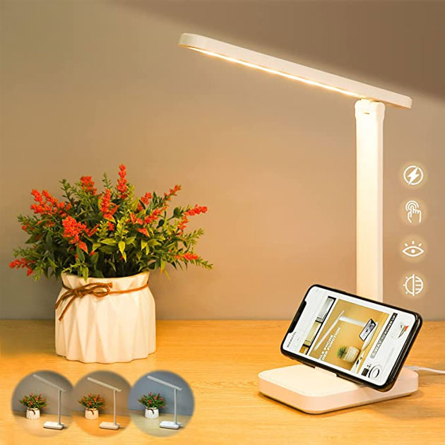 Lampe de bureau LED sans fil pliable et tactile - Rechargeable USB pour une utilisation prolongée