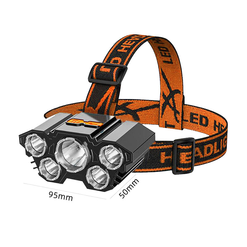 Lampe frontale puissante - LED rechargeable pour randonnée camping