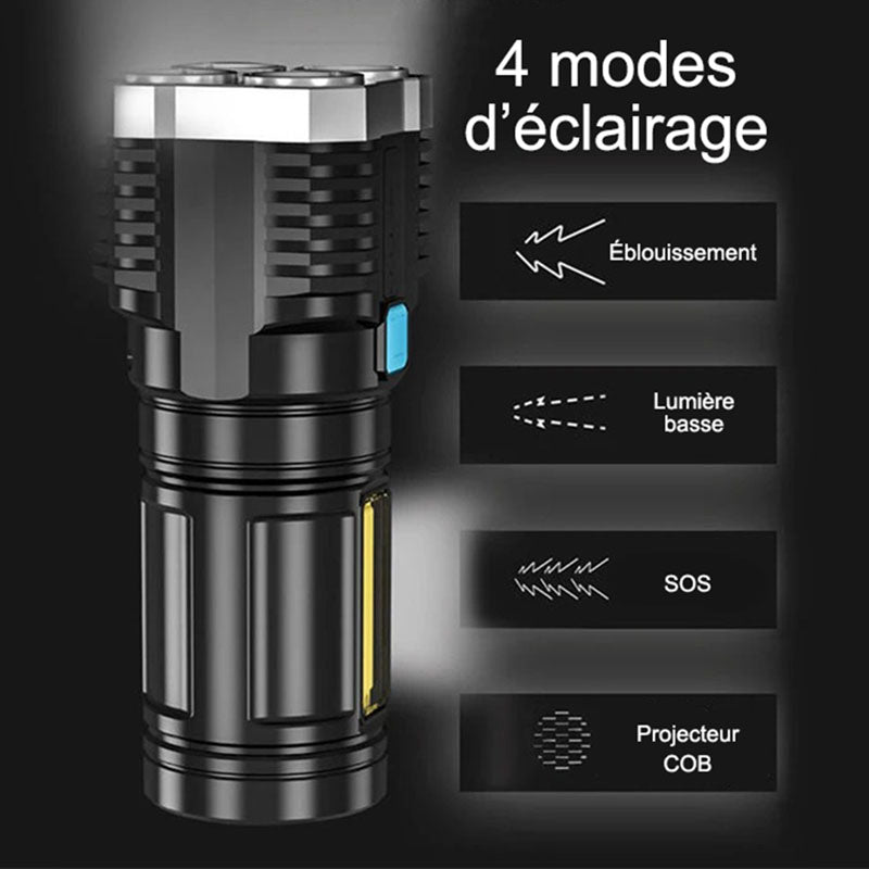 Lampe torche rechargeable avec mode d'éclairage ajustable leak