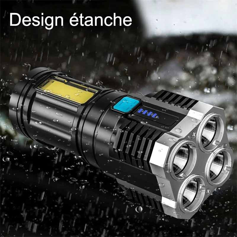 Lampe torche puissante LED rechargeable pour camping et extérieur