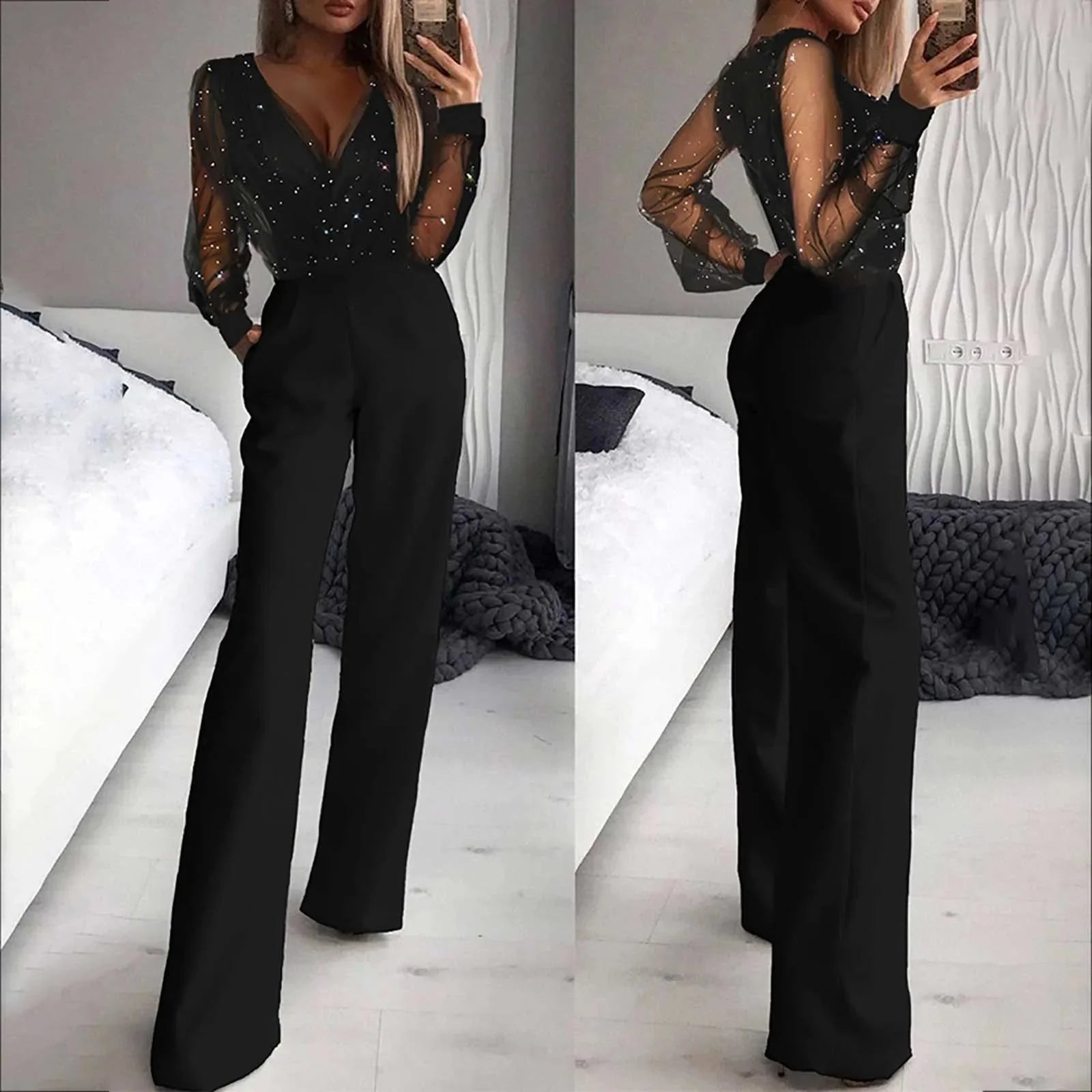 Combinaison femme noire moderne et sexy Laura - Confort et élégance