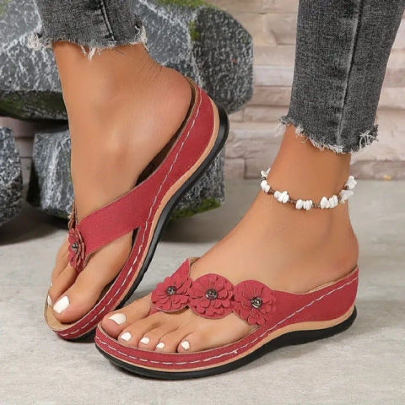 Sandales à Fleurs Vintage Leni | Confort Floral et Élégance Florale