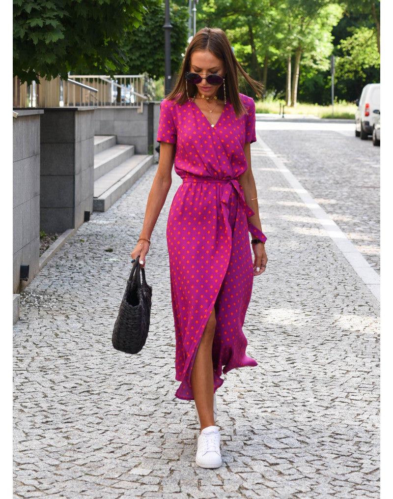 Robe midi Liora à col en V et imprimé floral pour femme élégante