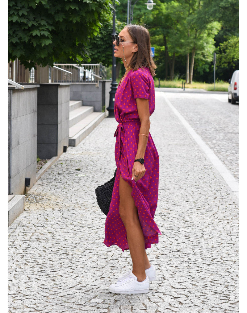 Robe midi Liora à col en V et imprimé floral pour femme élégante