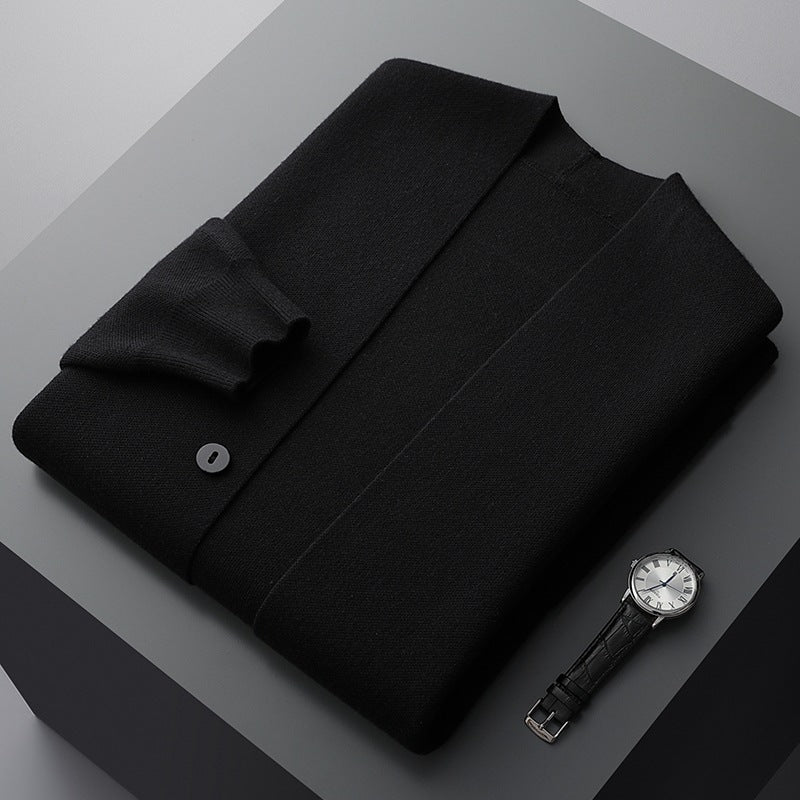 Cardigan Loïc en laine mérinos avec accents luxueux et coupe ajustée