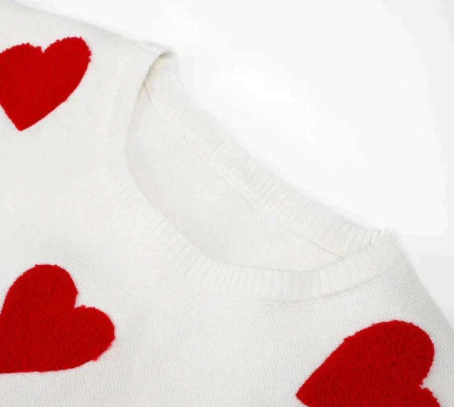 Pull coeurs en tricot doux pour un style féminin et élégant lea