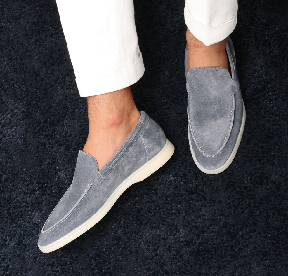 Mocassins en daim véritable Bleu yacht pour un style sophistiqué