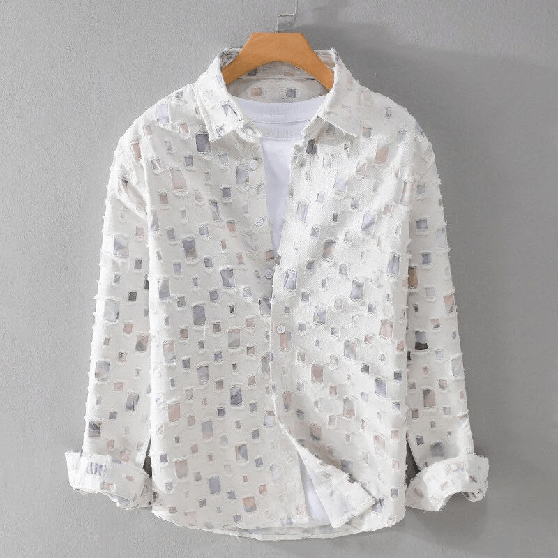 Chemise en jean Lucas en denim robuste, style décontracté et élégant - Blanc