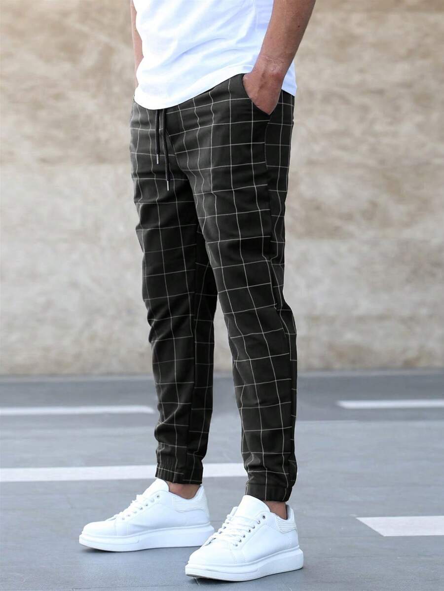Pantalon à motif quadrillé Luce noir pour homme - Vêtement durable et polyvalent