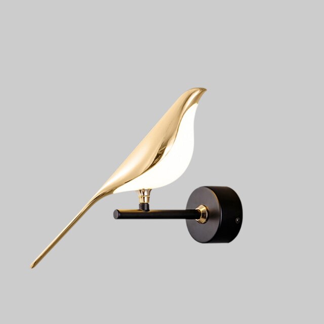 Lampe murale LED scandinave avec oiseau en blanc pour un éclairage moderne et naturel