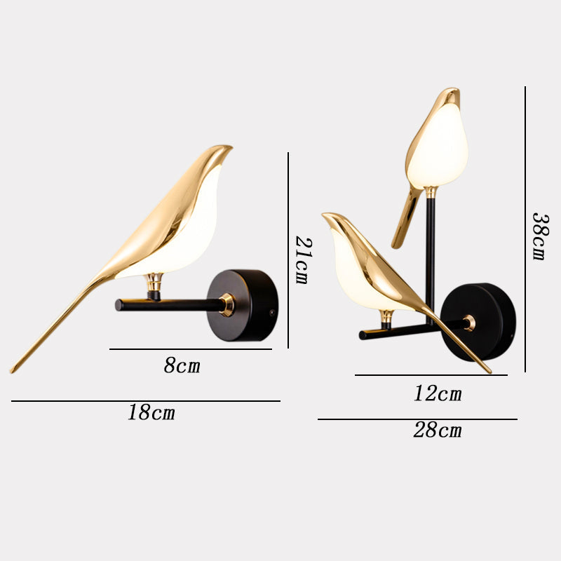 Lampe murale LED scandinave avec oiseau pour une décoration intérieure élégante d