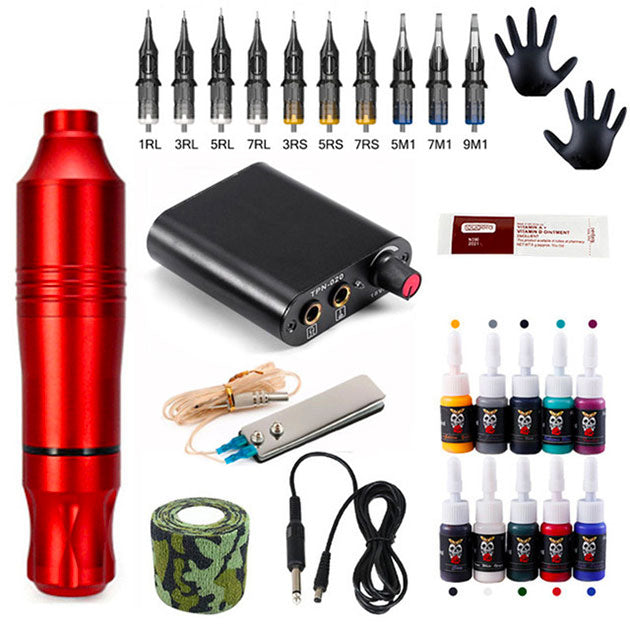 Machine à tatouage de qualité en Rouge | Stylo de tatouage permanent tra