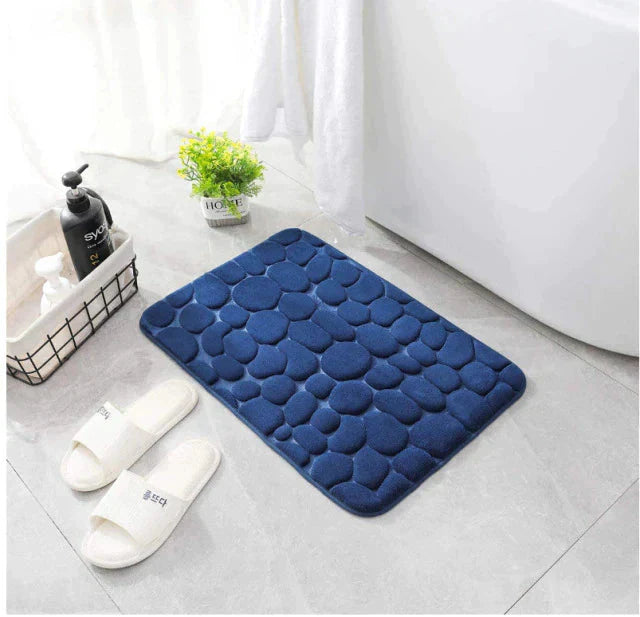 Tapis de bain antidérapant absorbant l'eau en bleu pour une touche de fraîcheur d