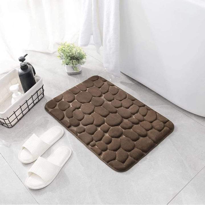 Tapis de bain antidérapant absorbant l'eau en marron pour un style naturel tr