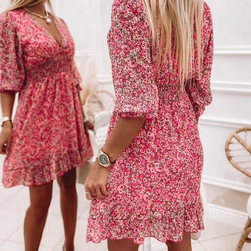 Robe confortable à imprimé floral pour un style bohémien et élégant