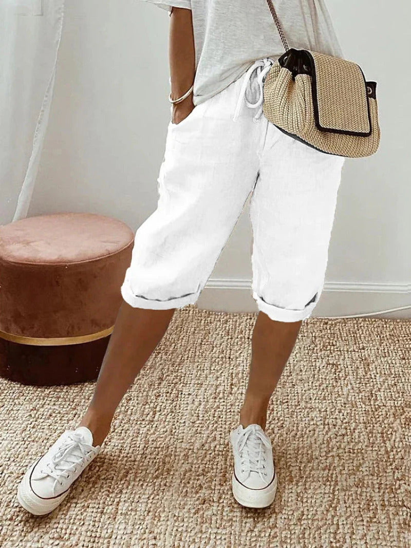 Shorts en coton Manon blanc femme, confort et style pour toutes les occasions
