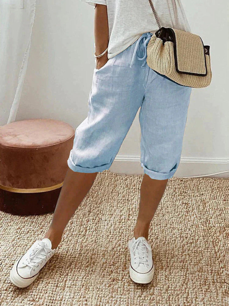 Shorts en coton Manon bleu femme, confort et style pour toutes les occasions