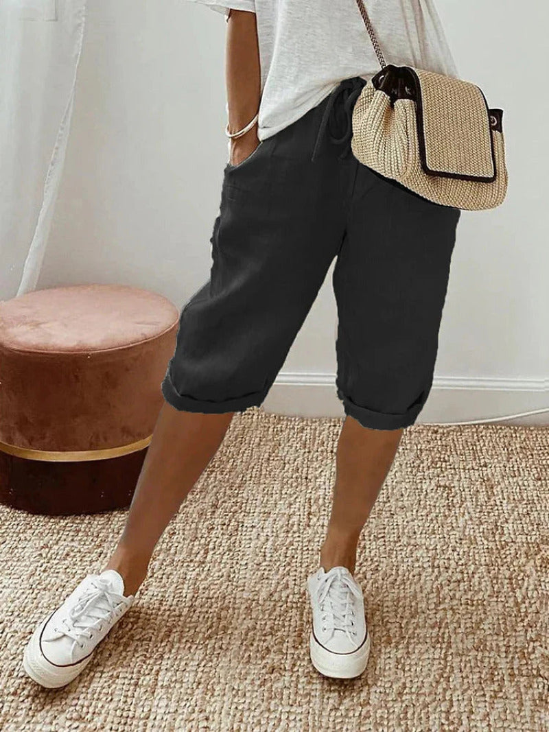 Shorts en coton Manon noir femme, confort et style pour toutes les occasions