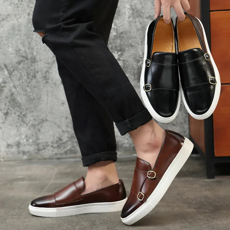 Chaussures en cuir Mario vue à degrés pour hommes élégants dog travel bottle leak