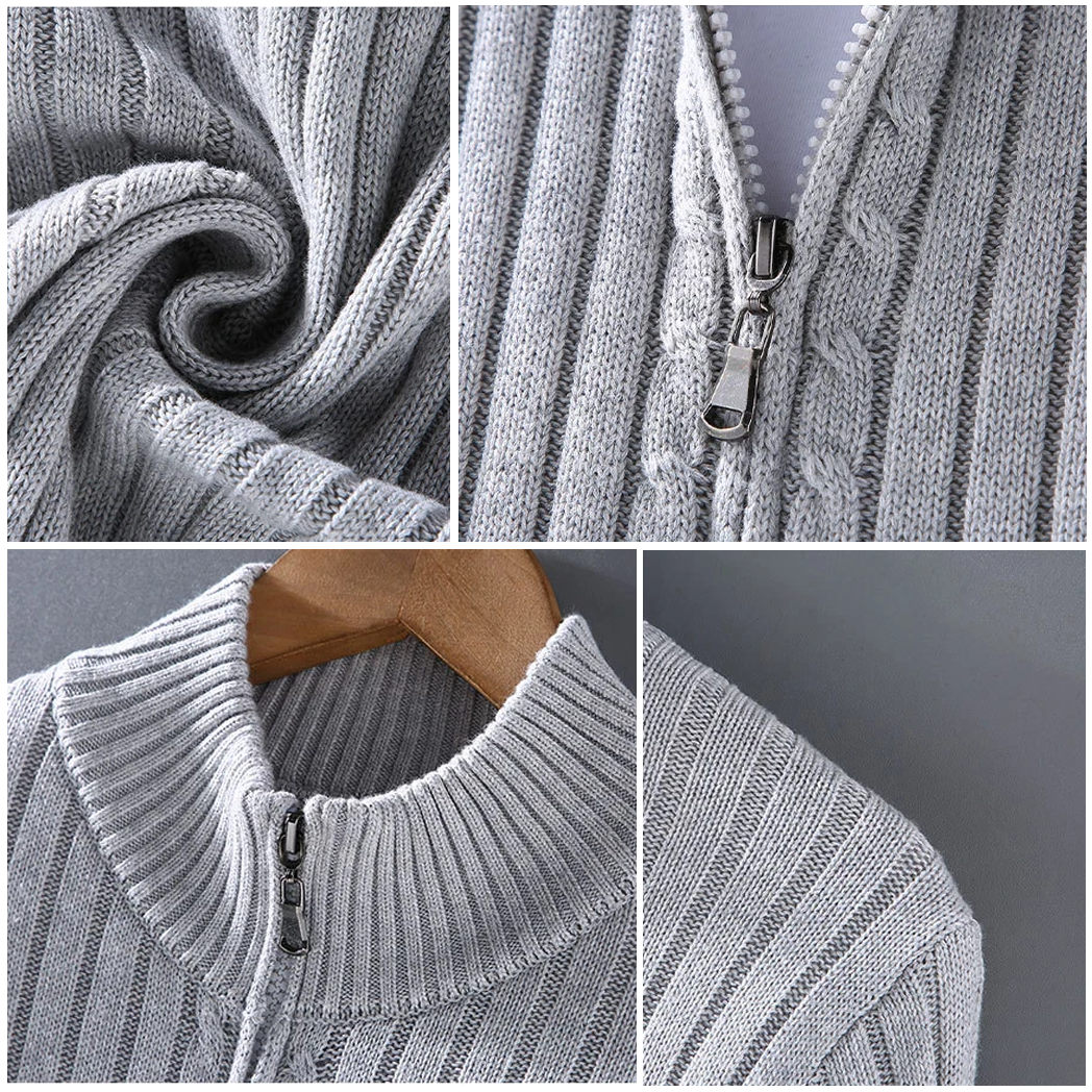 Cardigan Zippé Massimo pour Homme en laine shetland, confort raffiné et design contemporain