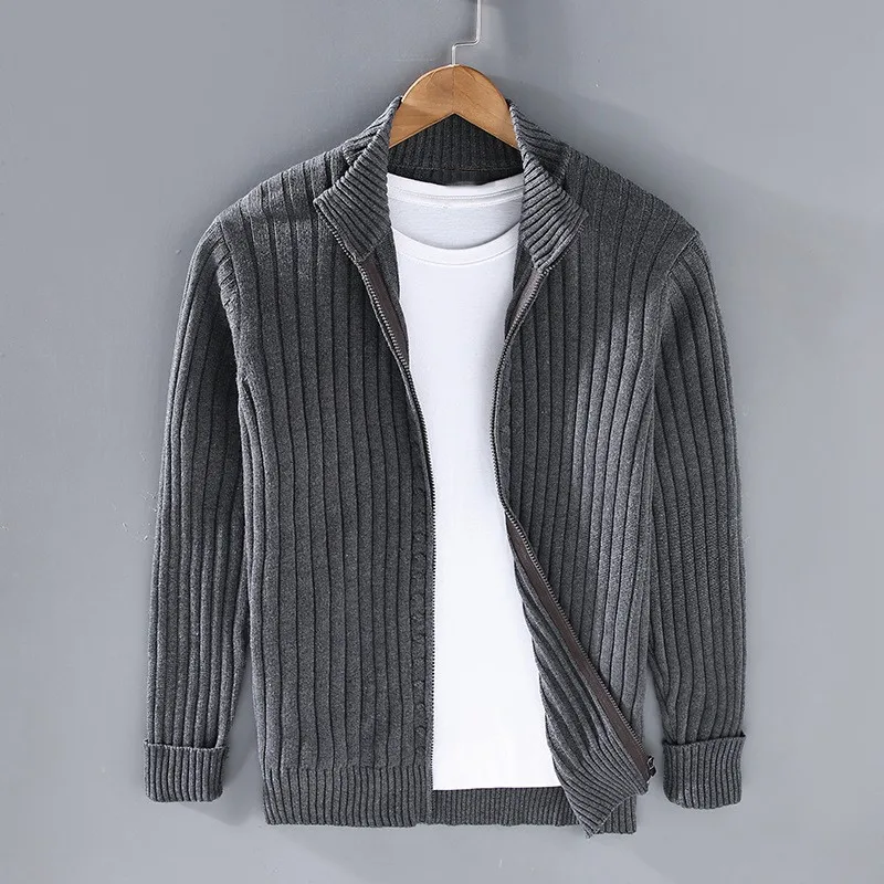 Cardigan Zippé Massimo pour Homme en Gris foncé, chic et intemporel pour toutes les saisons